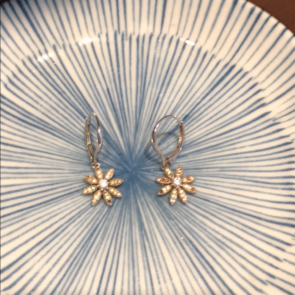 Silver and diamond drop earrings